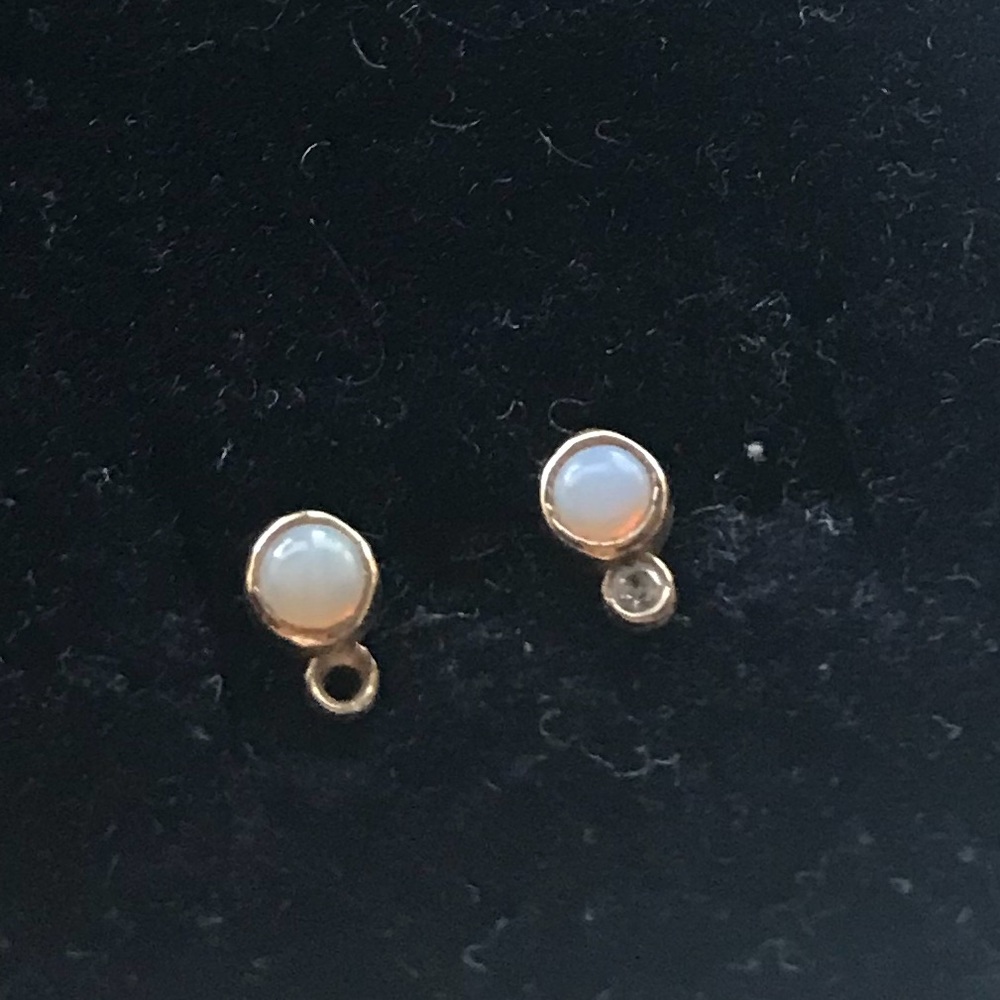 Mejuri Dual Studs Opal and White Diamond